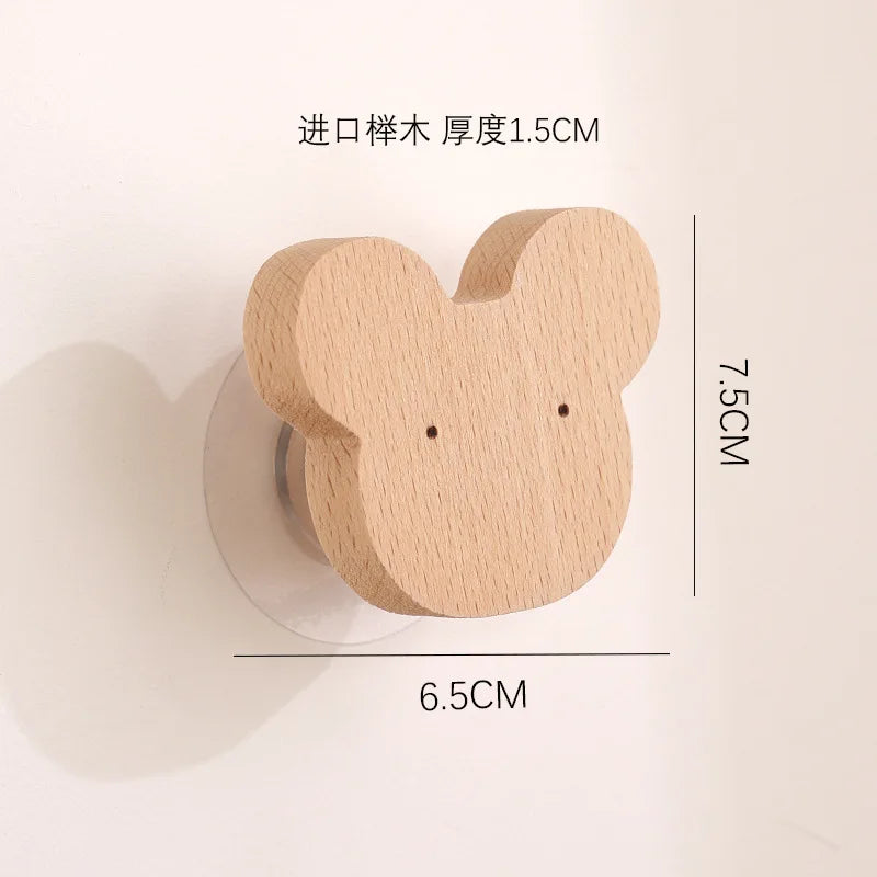 Ganchos decorativos de madera de estrella y luna. Bonitos ganchos adhesivos de pared con dibujos de animales. Llavero para la pared del hogar y decoración.