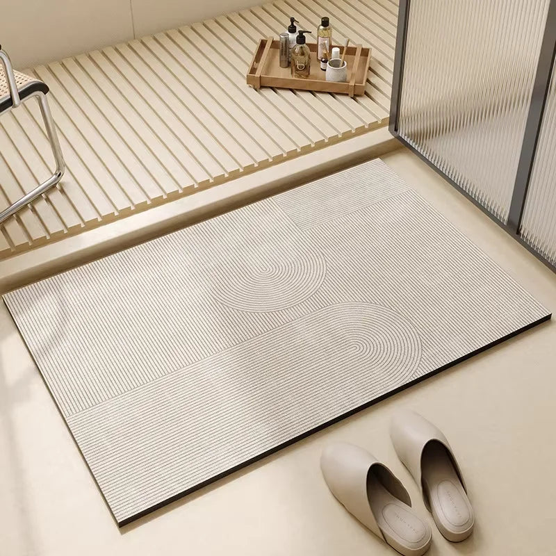 VIKAMA Tapis de bain en terre de diatomées, style simple, pour salle de bain, tapis absorbant, tapis de sol, séchage rapide, facile d'entretien