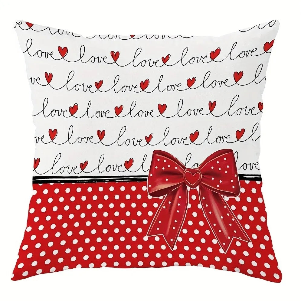 VIKAMA Diseño Corazón Rojo, Funda de Cojín Decorativa para el Día de San Valentín y Bodas, Funda de Almohada Lavable, Para Sofás y Dormitorios