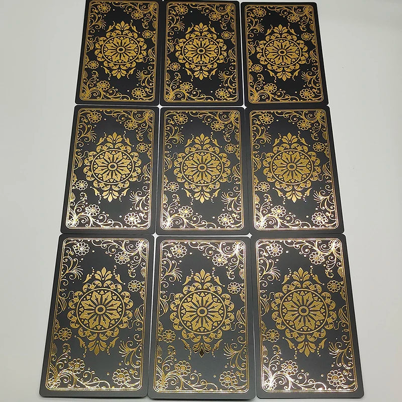 Nouvelle version Cartes de Tarot Noires Estampage à Chaud Feuille d'Or Jeu Oracle Rider en Plastique pour Débutants et Collectionneurs