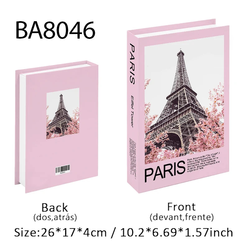 Paris New York Luxury Decorative Books Home Decor Fake Book Storage Box Shelf Ornament Coffee Table Bedroom Interior Decoration