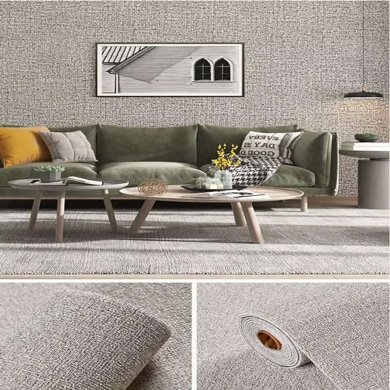 2.8/10m 3D Thicken self-adhesive wallpaper linen plain Diatom Mud wall stickers color decor renovation anti-collision Home Decor