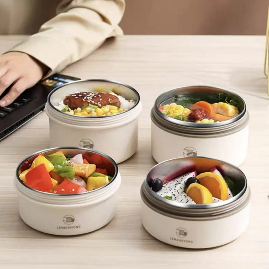 Fiambrera portátil aislada, juego de recipientes para almuerzo apilables, bento de acero inoxidable