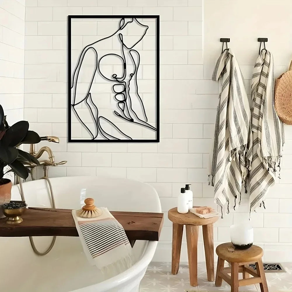 Arte de pared moderno de metal de 40x60cm - Diseño geométrico abstracto para sala de estar, decoración contemporánea elegante