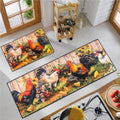 VIKAMA 1/2 piezas Alfombra de cocina con gallo para decoración del hogar, tapete decorativo de estilo rústico de granja, tapete antideslizante para pasillo