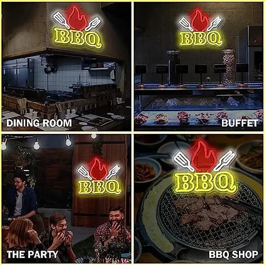 BBQ Neon Light Sign LED Neon Sign for Wall Decor Barbecue Shops Wall Decor Restaurants Parties Inviting Ambiance Creator Decor