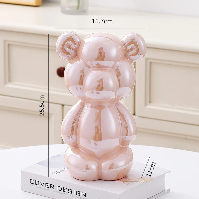 Ceramic Little Fat Bear  Sculpture Home Decor room Decoration Accessories Office Nordic Animal Decorative Sculptures  Figurines