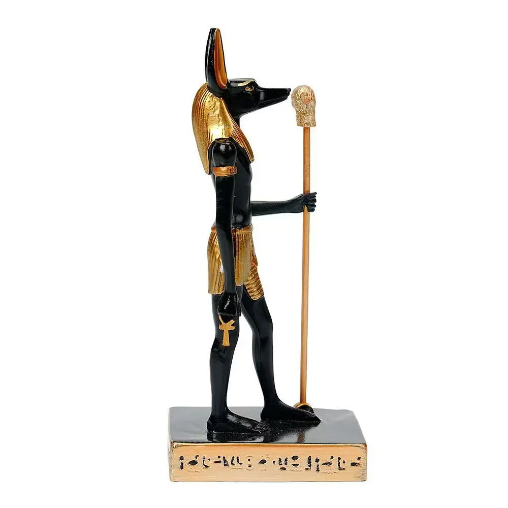 Statue Anubis Dieu Égyptien de la Mort Sculpture Momie Figurine en Résine Décoration Maison Bureau Cadeau pour Amateurs de Mythologie Cadeau Halloween