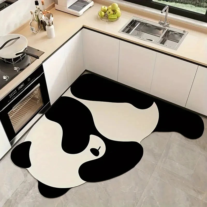 Alfombra de cocina con diseño de panda de dibujos animados VIKAMA, tapete de suelo absorbente antideslizante en forma de L irregular, alfombra de cocina, tapete de baño, decoración del hogar