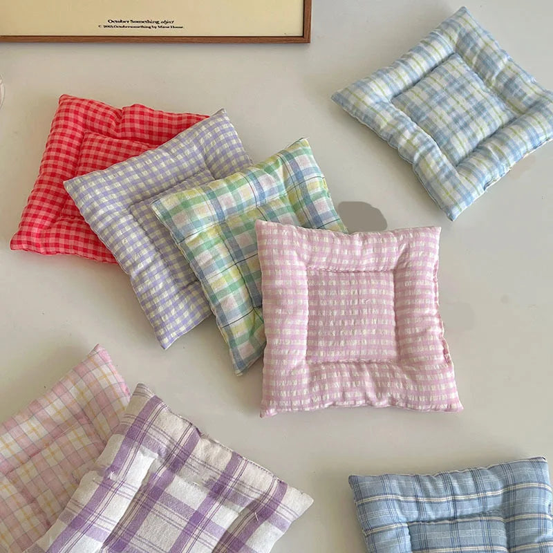 Lattice Series Multi-color Square Korean Cotton Coasters Fresh Table Cloth Heat Insulation Mat Coffee Cup Placemat Table Decor