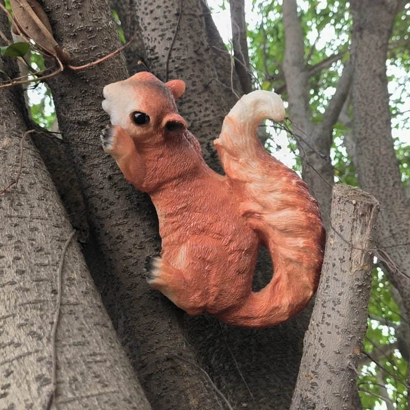 Estatuas de figuras de ardillas, escultura trepadora de árboles, estatua de jardín colgante, adornos abrazadores, regalos para exteriores, decoración de jardín, resina