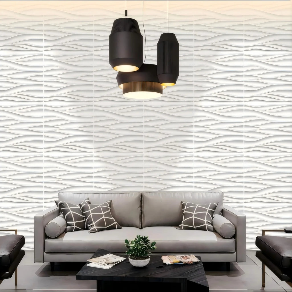 Paneles de pared de onda tridimensionales de 30x30 cm, decoración de pared interior, papel tapiz pintable, paneles de revestimiento de pared 3D para sala de estar