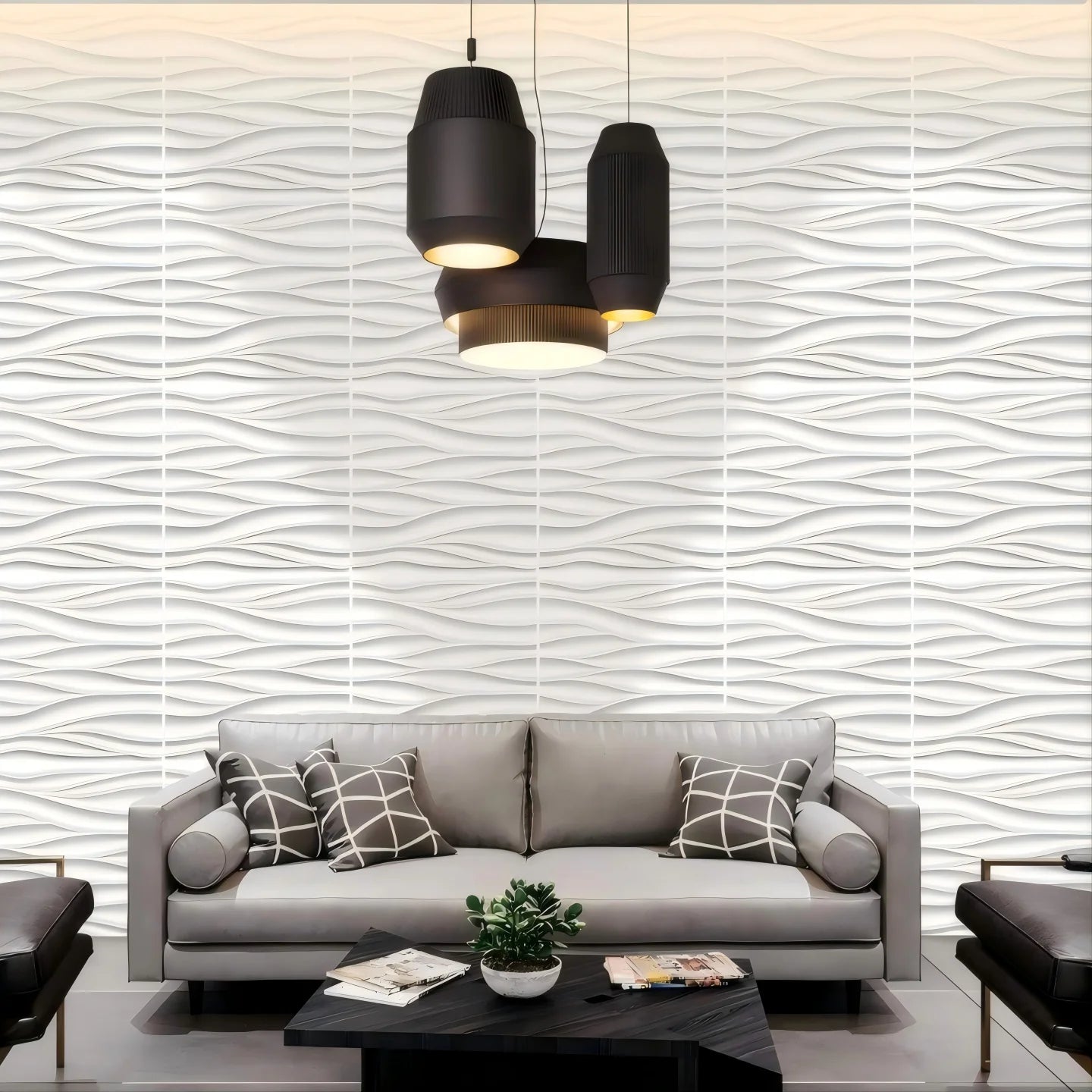 Paneles de pared de onda tridimensionales de 30x30 cm, decoración de pared interior, papel tapiz pintable, paneles de revestimiento de pared 3D para sala de estar