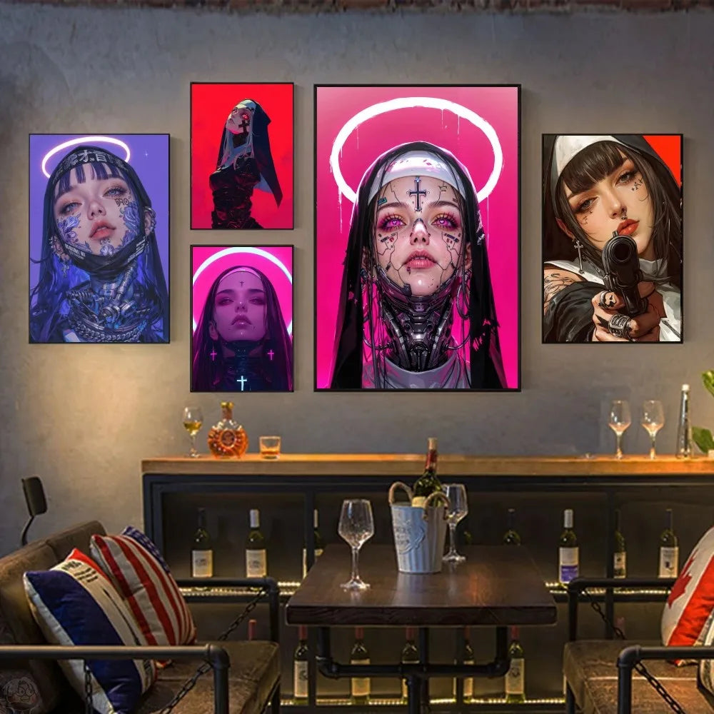 A-Anime Nonne Affiches HD Affiches Maison Chambre Bar Café Décor Art Peinture Murale Image
