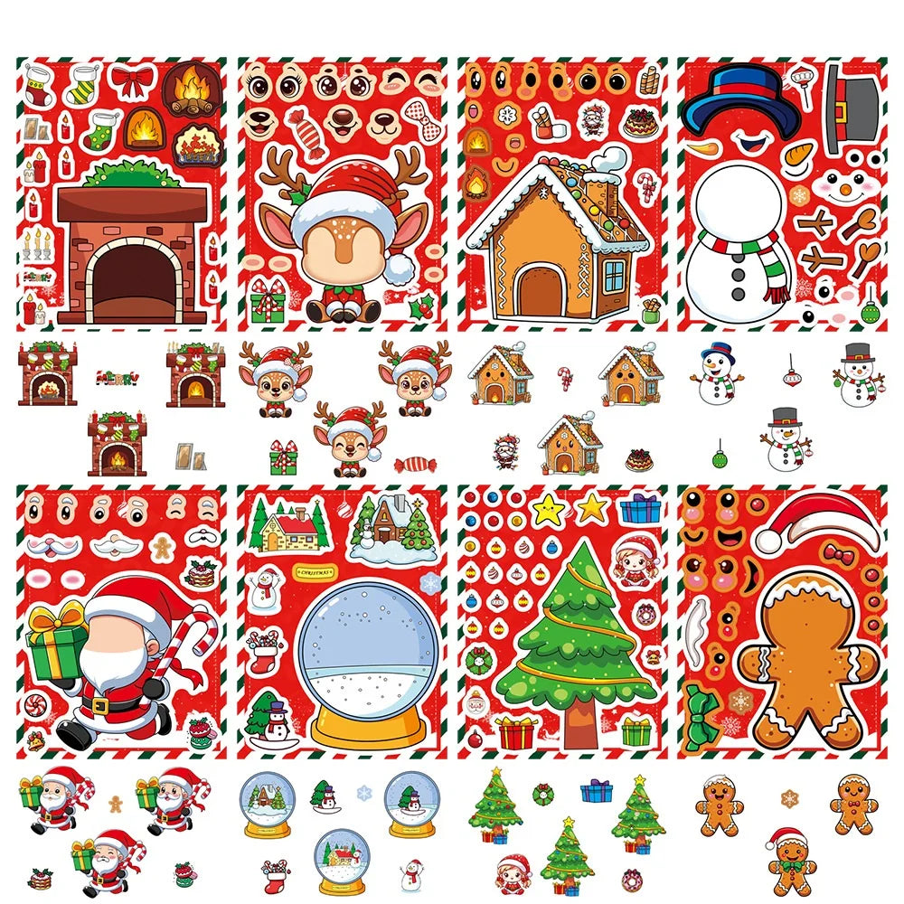 8/16PCS Pegatinas de Rompecabezas de Navidad Pegatinas DIY Pegatinas de Regalo Pegatinas de Fiesta Pegatinas de Imágenes Pegatinas Creativas
