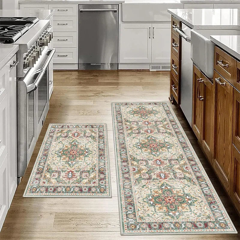 VIKAMA 1/2PCS Alfombras de cocina bohemias antideslizantes lavables para baño, felpudos para puerta, pasillo, alfombras de pasillo, decoración del hogar