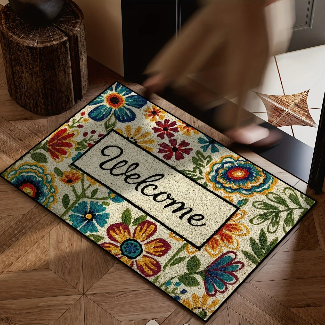 VIKAMA Alfombra de flores brillantes para jardín, felpudo de bienvenida para dormitorio, sala de estar, alfombra para exteriores, decoración del hogar