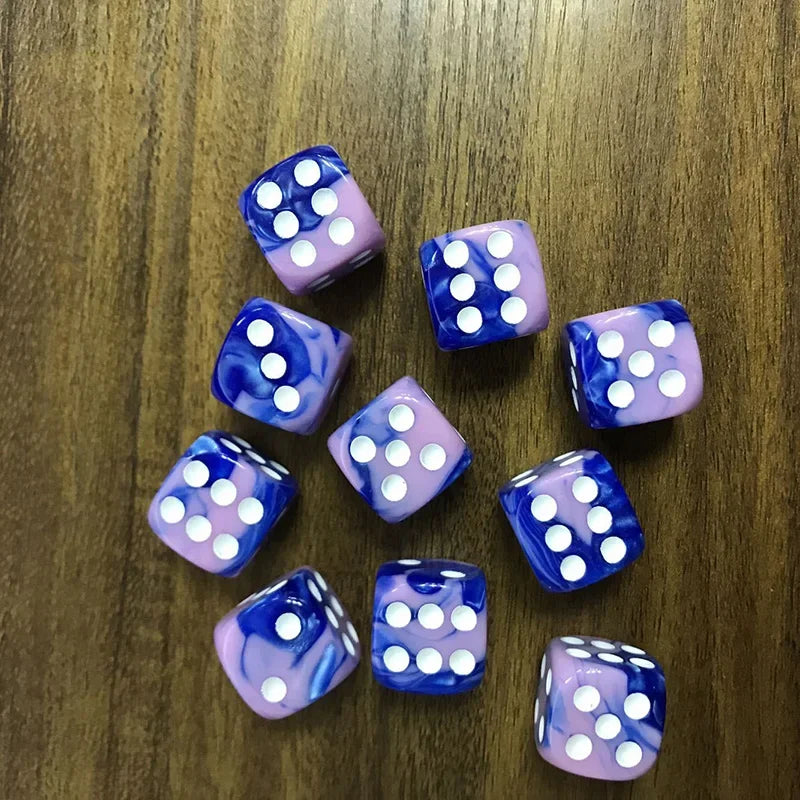 Juego de 5 dados de dos colores para rompecabezas, accesorio de juego de mesa, dados de puntos de 6 caras, juego divertido de 16 mm