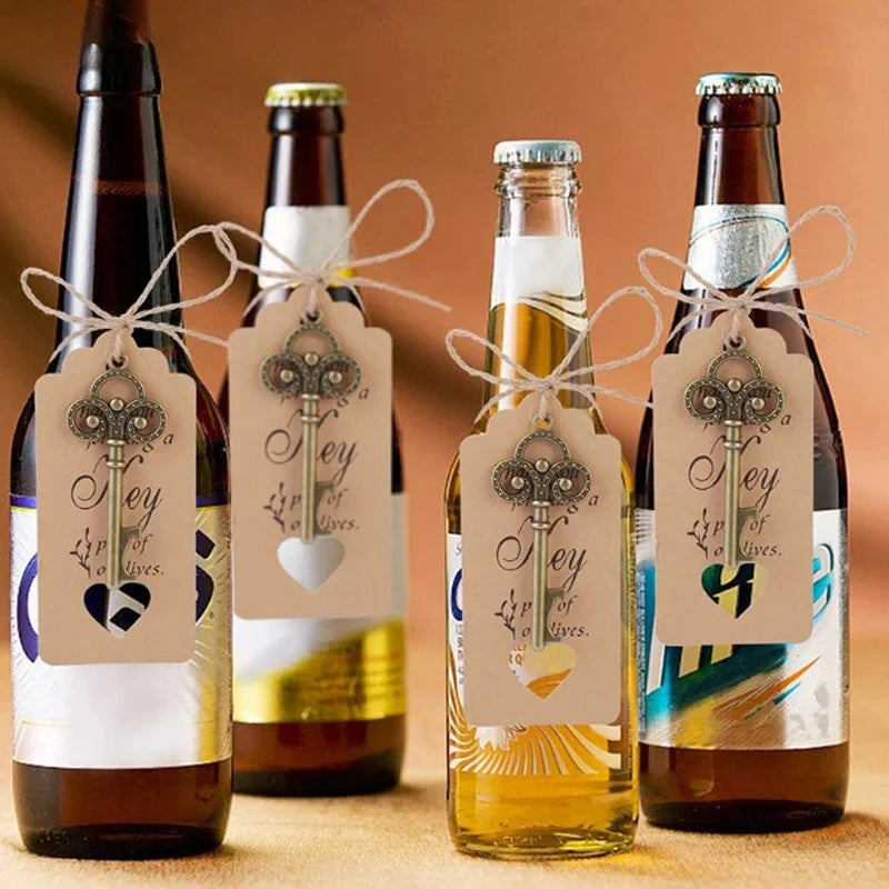 Abrebotellas de Llave Esqueleto Grande de 8cm, 50 Piezas/Juego, con Tarjeta y Cordel, Adecuado para Regalo de Boda, Regalos para Fiesta de Baby Shower