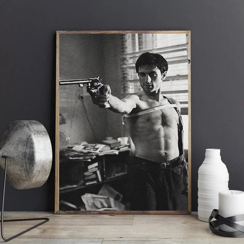 Whiplash/Taxi Driver - Póster de cine - Impresión fotográfica minimalista - Arte cinematográfico en blanco y negro - Película de música jazz - Drama criminal - Decoración de pared