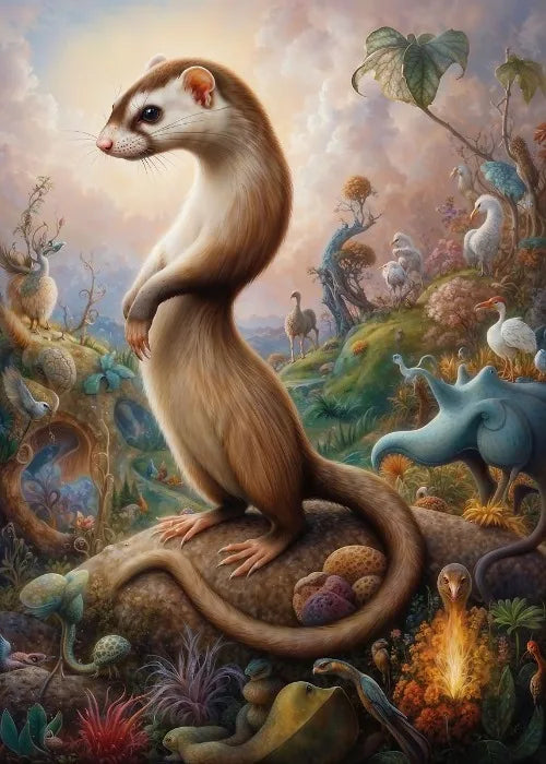 Affiches Animaux Sauvages Safari Surréaliste Décor Mural Esthétique Animal Totem Monde Surréaliste Lion Éléphant Tigre Lapin Renard Impressions sur Toile