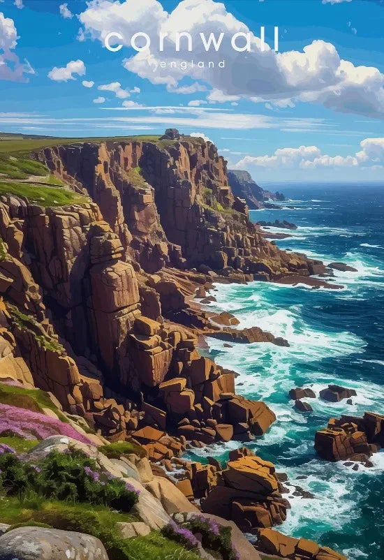 Póster de viaje por Europa, paisaje natural europeo, pintura en lienzo, fiordos, auroras boreales, Cornualles, decoración de pared de viaje
