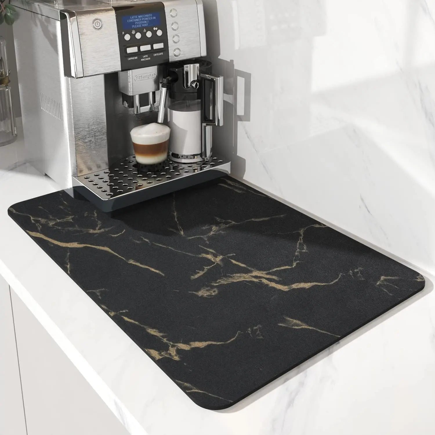 Alfombrilla para máquina de café VIKAMA, con reverso de goma, absorbente de agua, alfombrilla de secado de platos, alfombrilla de drenaje para encimera de cocina, decoración del hogar