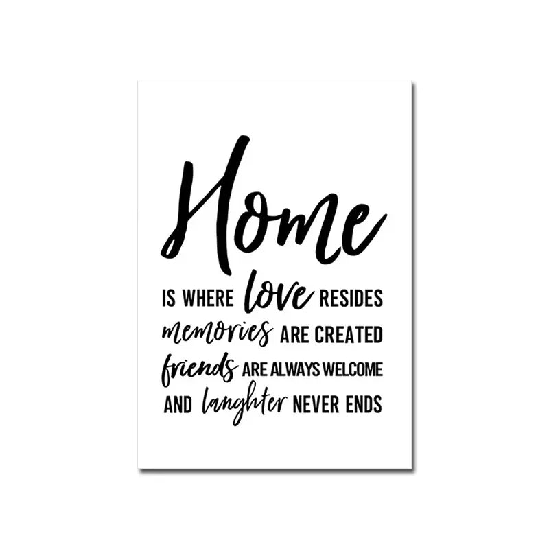 Happy Family Quote Wall Art Black White Poster Love Heart Print Nordic Canvas Painting Minimalist Picture Living Bedroom Decor