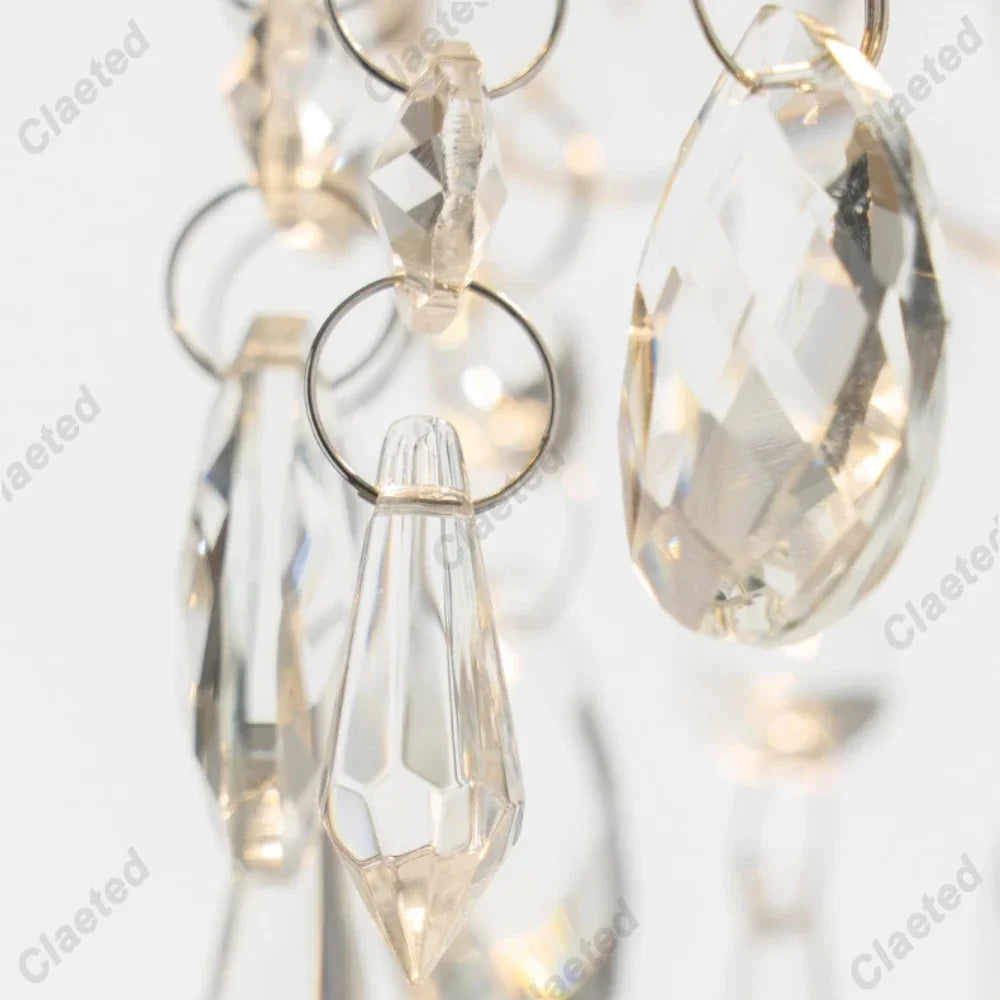 Lámpara de mesa de cristal de lujo ligero para dormitorio, mesita de noche, retro europea, luz nocturna decorativa, accesorios de iluminación para el hogar con ambiente