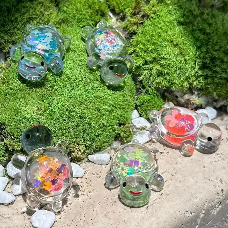 Breloques en forme de tortue mignonne lumineuses à paillettes pour porte-clés DIY, décoration de salon, utilisation intérieure et extérieure