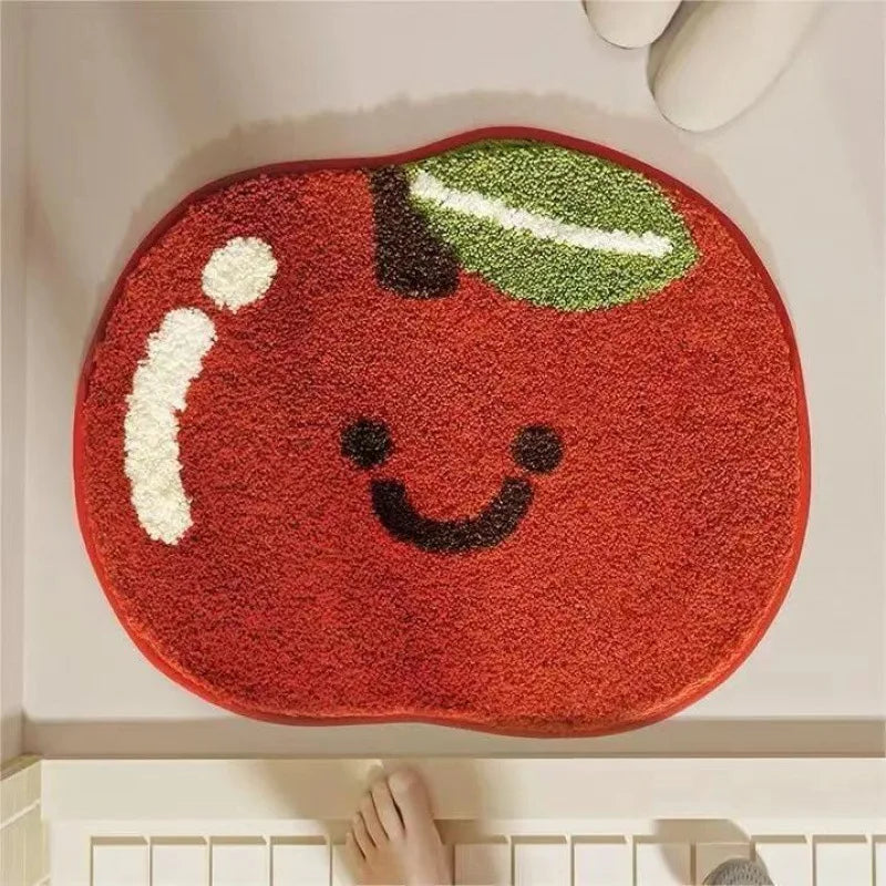 Alfombra de Imitación de Cachemira con Diseño de Frutas Frescas VIKAMA, Cálida, Lavable a Máquina, para Baño, Puerta, Porche, Decoración del Hogar