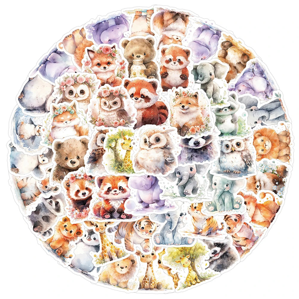 10/30/50pcs Pegatinas Kawaii de Graffiti de Animales de Dibujos Animados Bonitas Calcomanías Juguetes para Niños Funda de Teléfono Laptop Teléfono Maleta Pegatina de Papelería