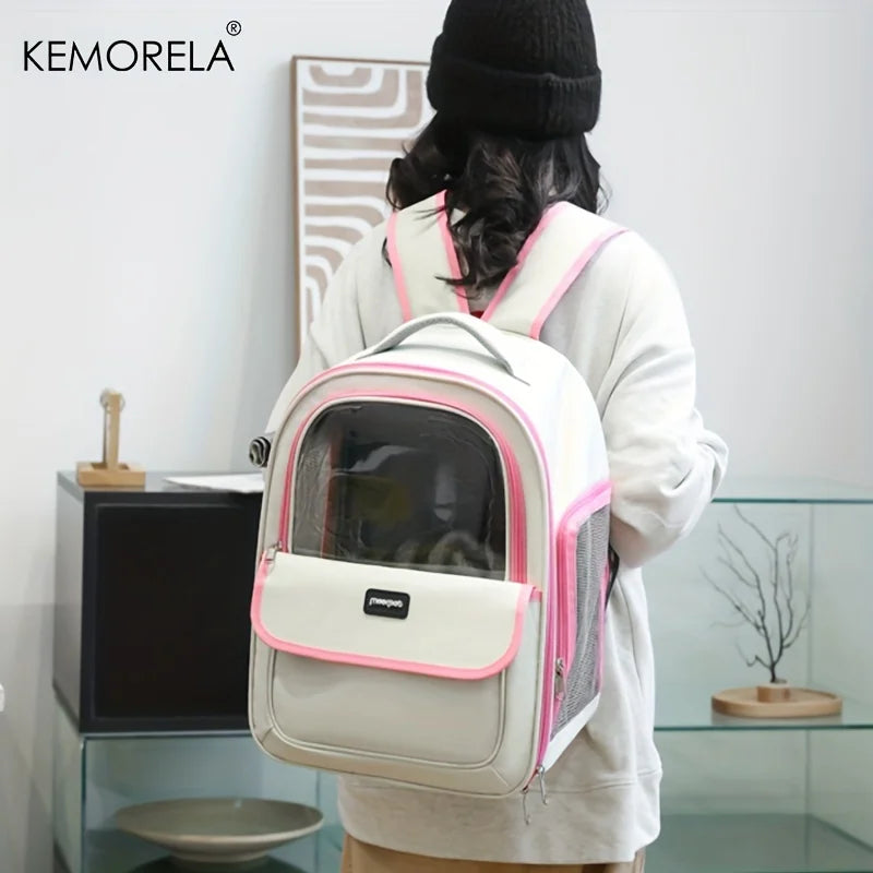 KEMORELA Sac à Dos de Transport pour Chats et Chiens Grande Capsule Transparente Extérieure Respirante Fournitures pour Animaux de Compagnie
