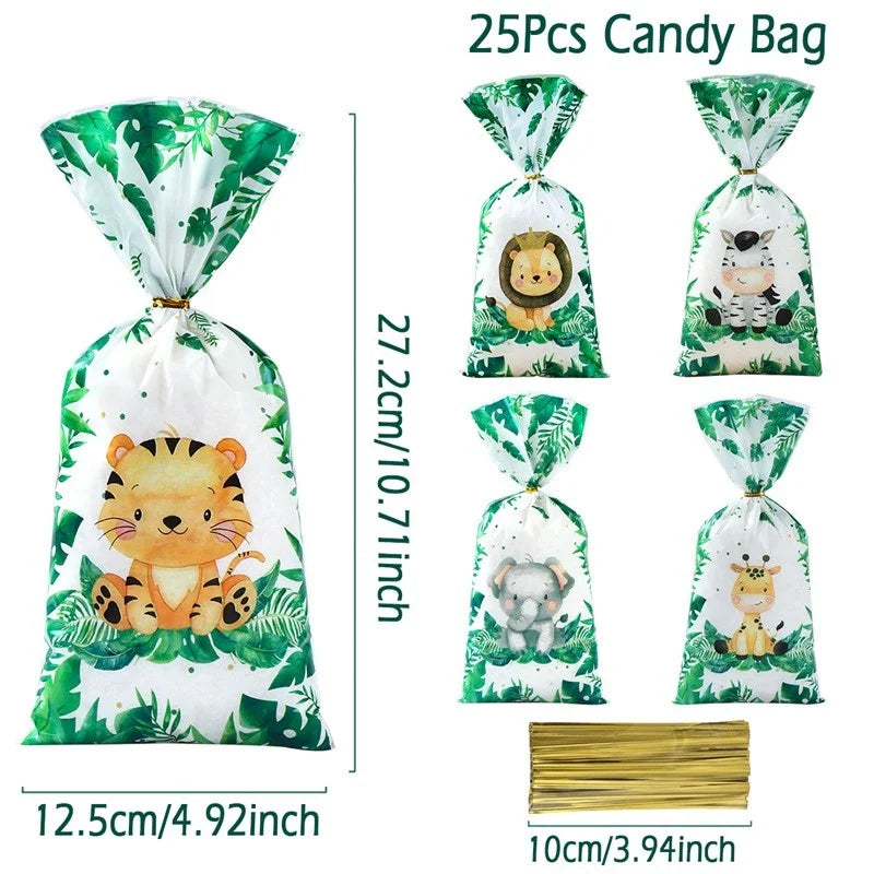 Nappe d'anniversaire animaux de la jungle, feuilles de palmier, nappe de fête d'anniversaire Safari dans la jungle, décoration pour enfants Wild One