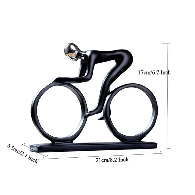 Décoration d'intérieur moderne abstraite en résine, statue de cycliste, figurine de coureur de vélo, décoration de bureau et de salon
