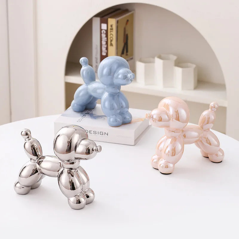 Adorno abstracto de caniche de cerámica de 12,5 cm, escultura creativa para estudio, estatua para casa, oficina, accesorios de decoración de festivales