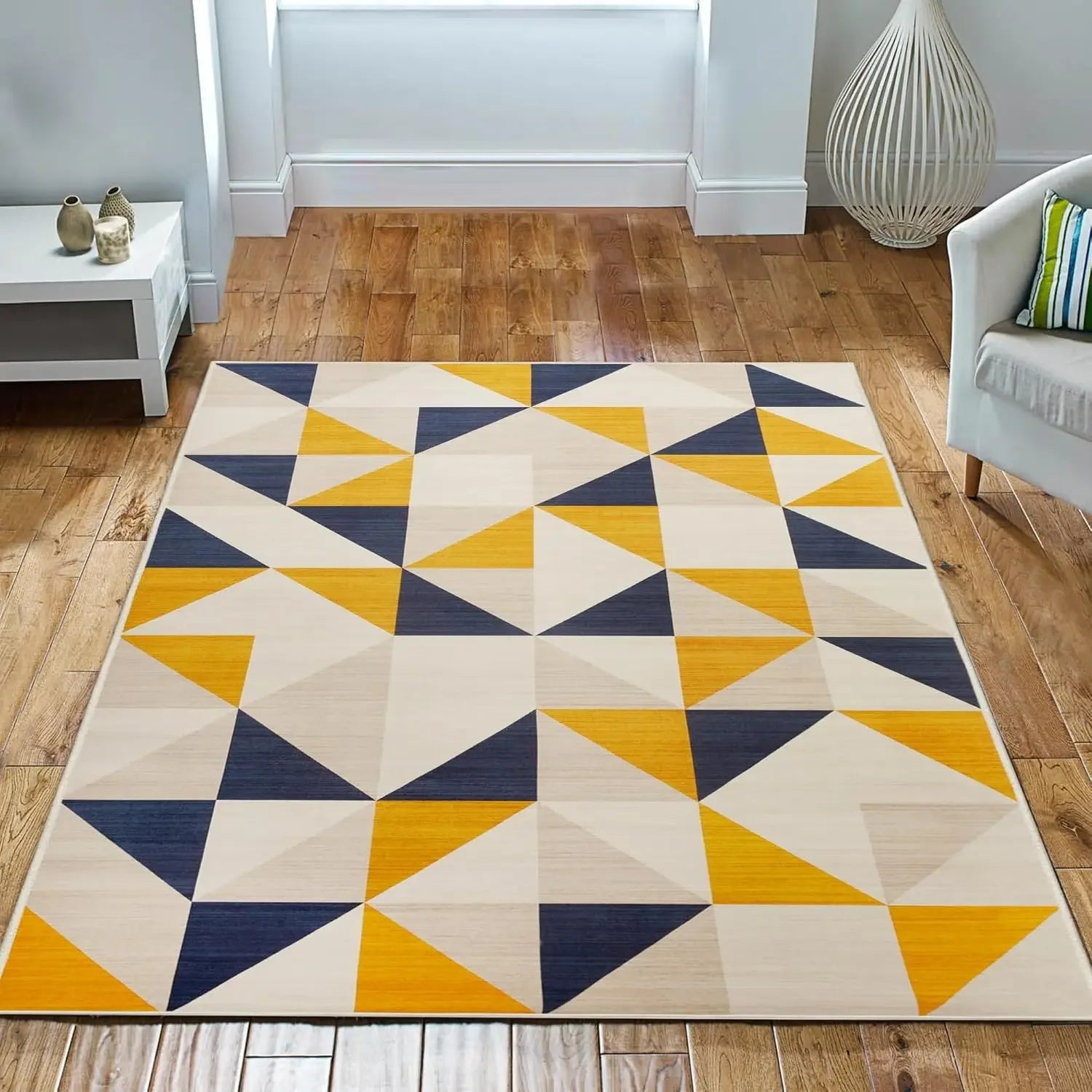 Alfombra de sala de estar estilo geométrico VIKAMA, sofá duradero y antideslizante, alfombra para mesa de café, alfombra de dormitorio, decoración del hogar