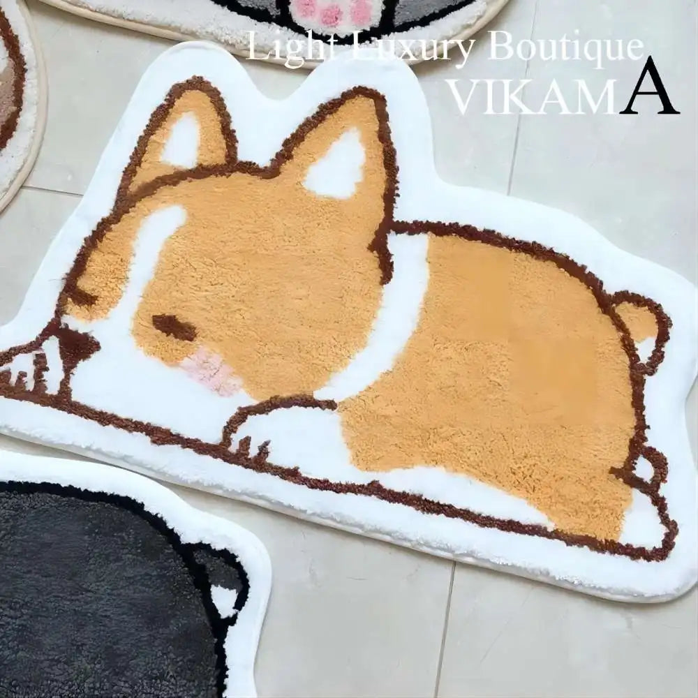 Alfombra de Corgi de dibujos animados VIKAMA, alfombrilla de baño suave al tacto cálido, alfombrilla absorbente para pies, alfombra de sala de estar, dormitorio, felpudo, decoración del hogar.
