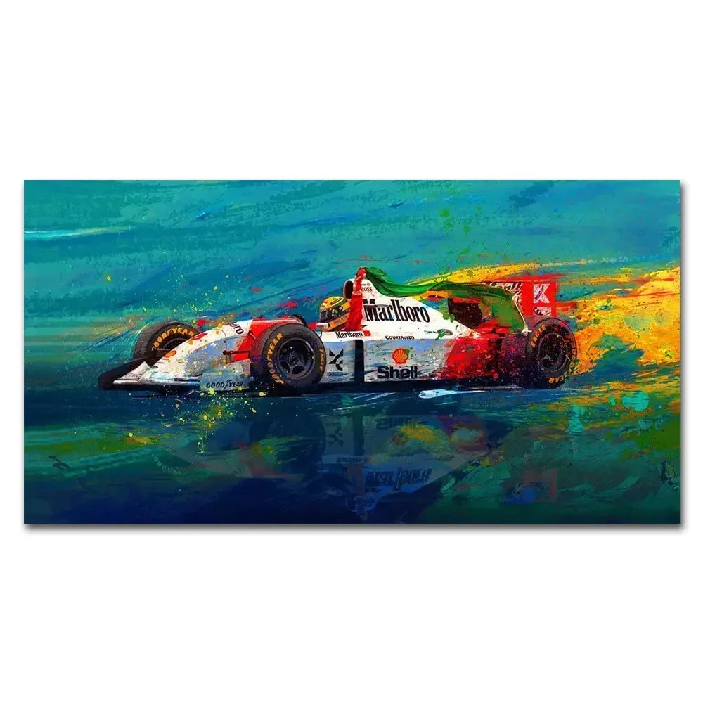 Moderne Simple, Art Mural, Poster Imprimé sur Toile HD Ayrton Senna Légende F1, Décoration de Maison Salon Chambre