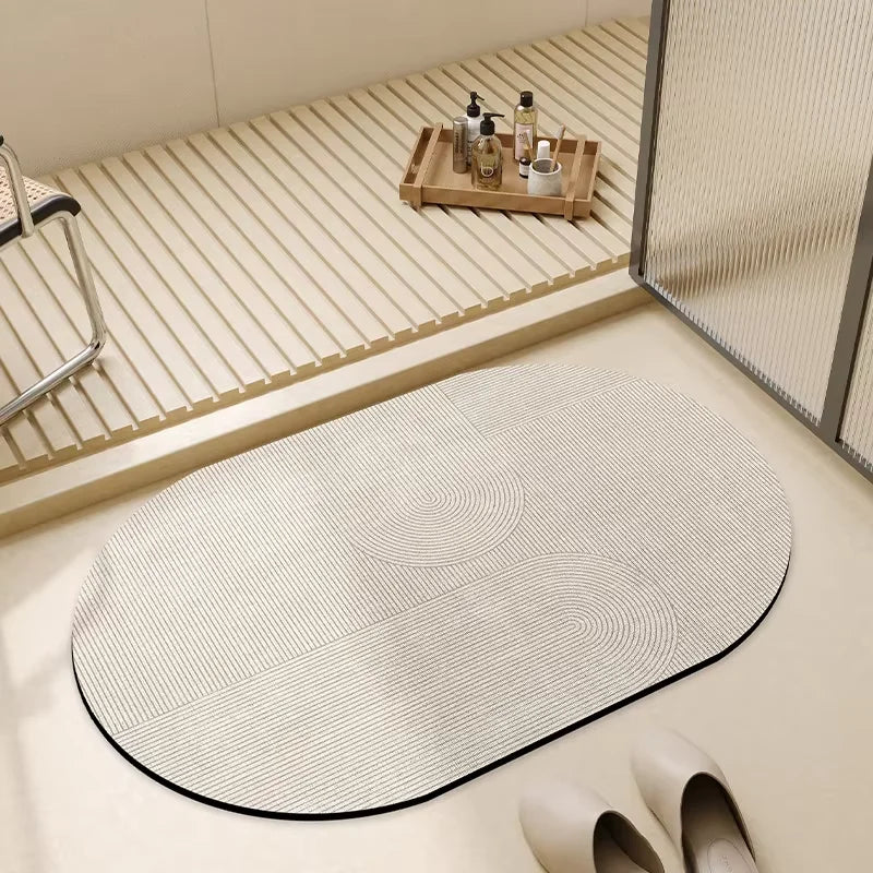 VIKAMA Alfombrilla de baño de tierra de diatomeas estilo simple para el hogar, alfombrilla absorbente para el baño, alfombrilla para los pies, alfombra de secado rápido y fácil de cuidar