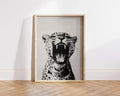 Lámina de Arte de Pared con Estilo Moderno - Impresión de Leopardo Rugiente de Moda - Blanco y Negro - Decoración del Hogar - Arte de Pared para Imprimir Descarga Digital