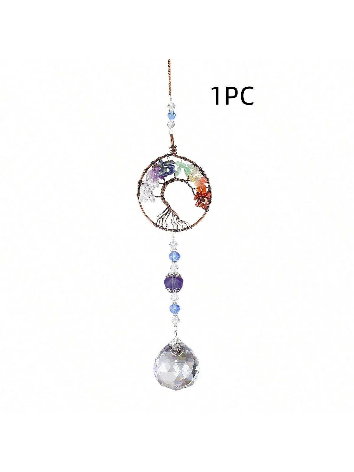 Atrapasoles de cristal del Árbol de la Vida para ventanas, decoración de atrapasoles colgantes con prismas para el hogar, interiores, exteriores, coche, haciendo arcoíris