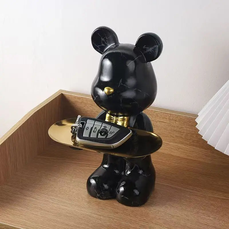 Estatua de oso de pie de resina de graffiti abstracto de 26 cm, organizador de animales lindos, soporte de decoración de escritorio, regalo para adorno de oficina en casa