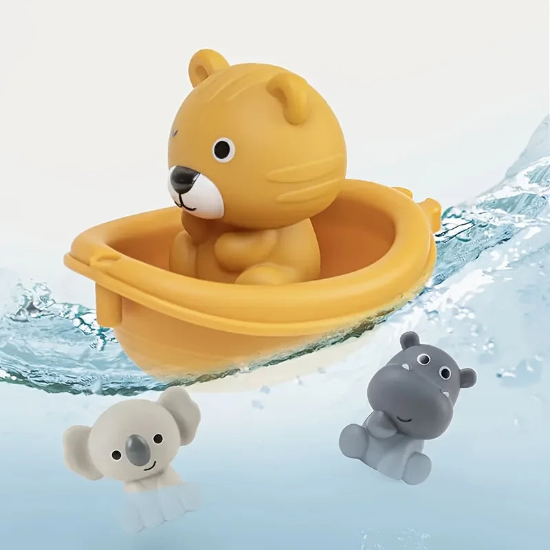 Ensemble de jouets de bain flottants empilables en forme d'animaux | Jeu sensoriel éducatif pour tout-petits avec ventouses pour le bain, la piscine et la plage