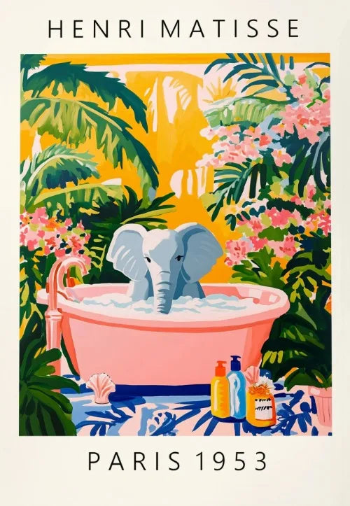Matisse Animals in The Bathroom Poster Wild Animals Matisse Art Painting Wall Decor Colorful Wall Decoration Canvas Prints Gift
