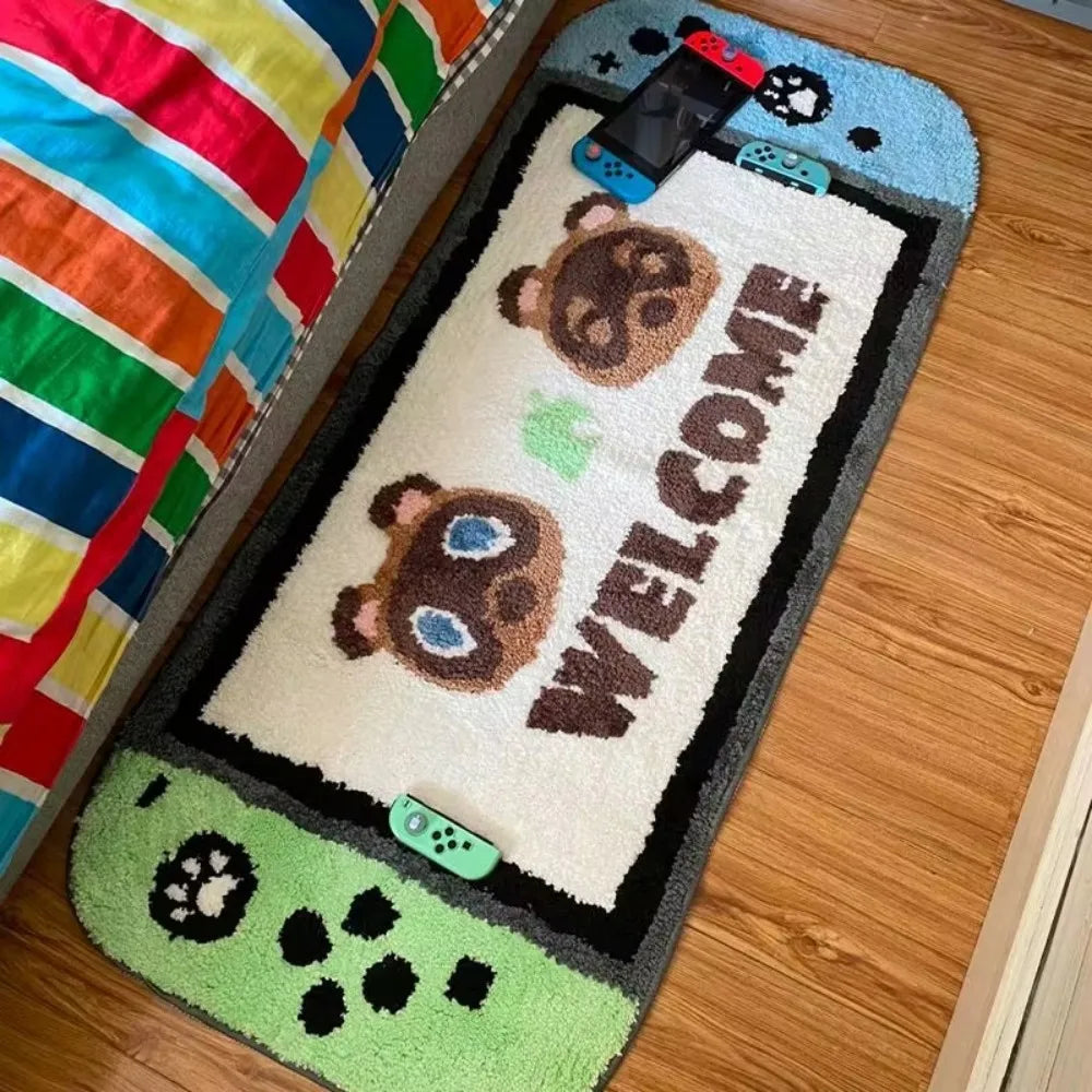Alfombra con forma de mando de juego VIKAMA Alfombra de felpa de dibujos animados para dormitorio infantil, área de juegos, alfombrilla decorativa para el suelo, decoración del hogar