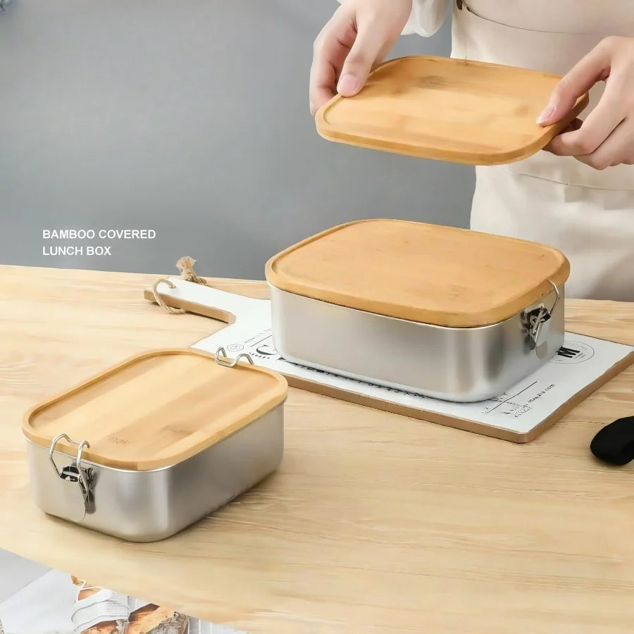 Fiambreras de acero inoxidable 304, recipientes sellados, caja de sushi portátil, bento para acampada, vajilla, portador de alimentos a prueba de fugas
