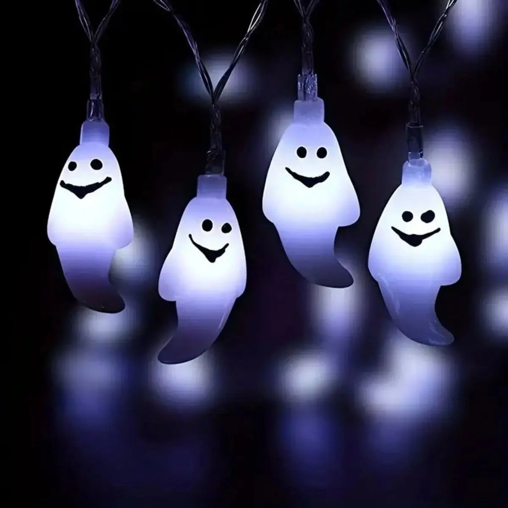Guirlande lumineuse LED d'Halloween à piles, lampe de décoration intérieure extérieure, lumières fantômes pour la maison, les fêtes, les festivals