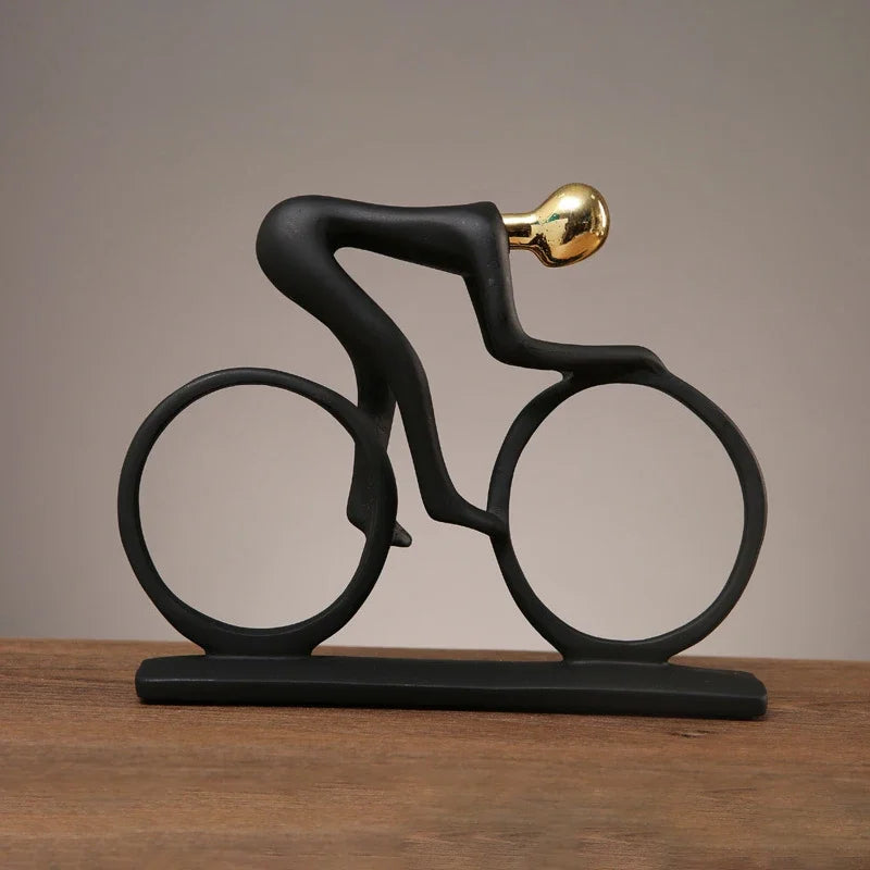 Décoration d'intérieur moderne abstraite en résine, statue de cycliste, figurine de coureur de vélo, décoration de bureau et de salon