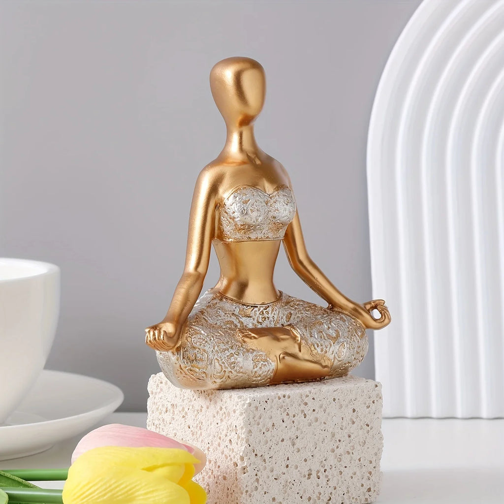 Adornos de yoga para niñas, decoraciones de mueble de televisión, figuras de arte corporal, adornos de yoga para meditación, decoraciones de oficina, figuras de niñas realistas